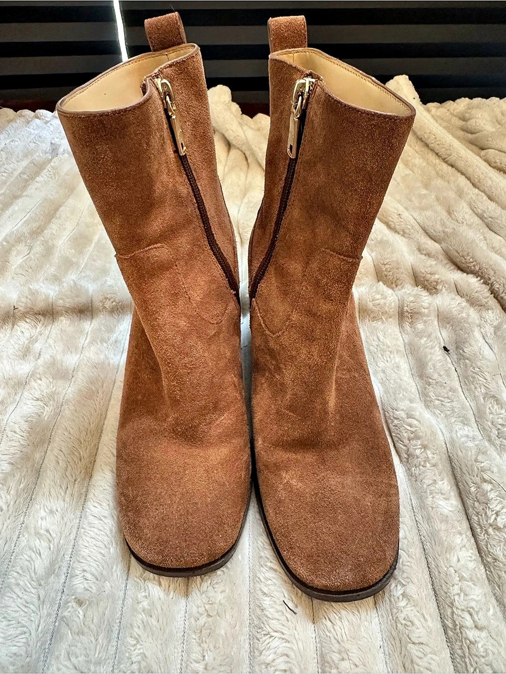 Coach Josephine Brown Suede Wedge Ankle Boots Size 7B CW713